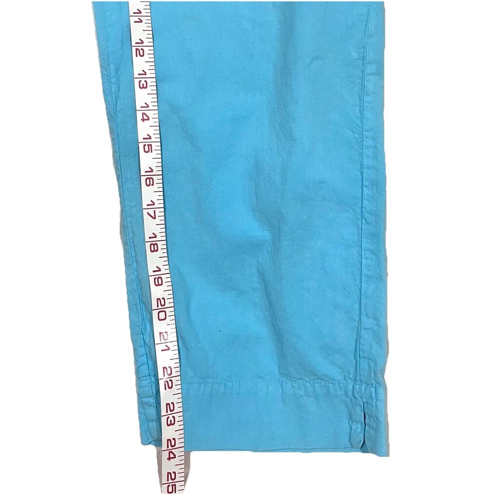 Fresh Produce Light Aqua Blue Cropped Elastic Waist Cotton Pants Sz M Pockets - Picture 5 of 8